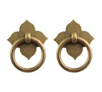 Lurrose 2pcs Antique Bronze Four-Leaf Clover Drop Ring Pull Handles Vintage Cabinet Drawer Knobs with Screws for Furniture Decor and Cupboard Doors