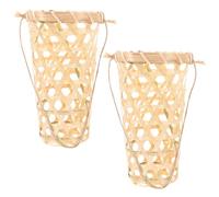 Lurrose 2pcs Bamboo Woven Hanging Basket Wall Planters with Rope Handles for Flowers and Plants, Small Farmhouse Style Wall Decor Suitable for Indoor Garden and Porch