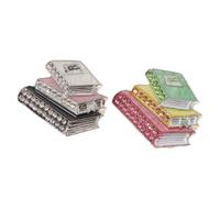 Lurrose 2pcs Book Enamel Brooch for Women, Dainty Crystal Librarian Teacher Reading Books Brooches for Reading Lovers Back to School Teacher'S Day Gift