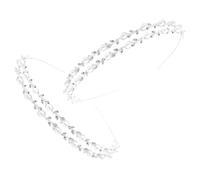 Lurrose 2pcs Bridal Headbands for Women with Double Layer Alloy Leaf and Faux Pearl Design, Silver Rhinestone Wedding Hair Accessories Minimizing Head Pressure, Elegant Classic Style