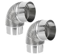 Lurrose 2pcs Chimney Pipe: 90 Degree Wood Stove Pipe - Flue Extension Elbow Stainless Steel Adapter Tube for Indoor Outdoor Camping Stove Diameter 4.72"