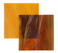 Lurrose 2pcs Colored Stained Glass Sheets Cathedral Craft Tiles DIY Glass Art Craft Packs for Garden and Home Decoration in Wood Green and Wood Brown