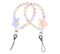 Lurrose 2Pcs Colorful Beaded Mobile Phone Wrist Lanyard with Pink and Blue Floral Beads, Cute Cell Phone Hanging Chain Strap for Outdoor Shopping and Everyday Use