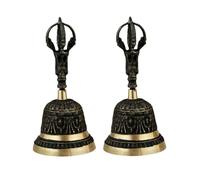 Lurrose 2pcs Copper Handbell Lightweight Decorative Hand Shaking Bells for Home and Outdoor Use Odorless Material Easy to Clean Portable Tabletop Buddhist Meditation Accessory