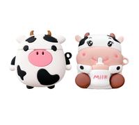 Lurrose 2Pcs Cow Pattern Silicone Earbuds Case Design Protective Cover for Durable and Soft Shell Convenient Charging Cute Cartoon