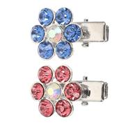 Lurrose 2pcs Decorative Pet Hairpin Flower Shaped Alloy Rhinestone Dog Hair Clips Blue Pink Keep Hair in Shape Fix Pet's for Daily Life and Big Event