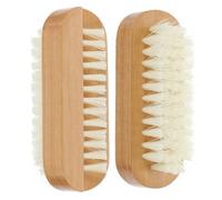 Lurrose 2pcs Double-sided Fingernail Brush with Stiff Pp Bristles and Beech Wood Handle for Cleaning under Nails, Nail Scrubber Brushes for Hand and Foot Care, Suitable for Men and Women