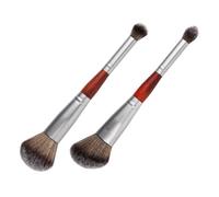 Lurrose 2pcs Dual-ended Makeup Brush Set for Women - Soft Bristles Blush and Contour Brush with Loose Powder and Eyeshadow Applicator - Facial Blending Cosmetic Tool for Professional