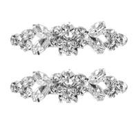 Lurrose 2pcs Elegant Rhinestone Shoe Clips Decorative Shoe Buckles for Women Bride Silver Alloy Material with Charming Bling Design for Engagement and Wedding Events