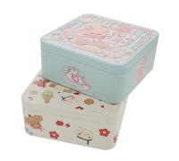 Lurrose 2pcs Embossed Tin Cookie Boxes with Lids Stylish Metal Storage Tins for Baking Candy Holiday Packaging Dog Cat Line Bear