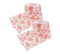 Lurrose 2pcs Floral Toilet Paper Rolls with Rose Printing, Thick and Absorbent Wood Pulp Paper Tissue for Bathroom and Holiday Celebrations