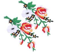 Lurrose 2pcs Flower Embroidered Iron-on Patches for Sewing Appliqué, Floral Fabric Decorations for Tablecloths, Bed Sheets, Dresses, Vintage Style Embroidery Crafts