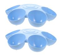 Lurrose 2pcs Flower Shaped Pet Bowls with 6 Petals Blue Plastic Multi-slot Design, Convenient and Safe Dog and Cat Food and Water Feeding Bowls for Household Use