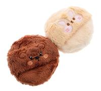 Lurrose 2pcs Friendly Long Plush Powder Puff Set with Cute Cartoon Design Soft Cloth Material Multi-functional for Applying Powder and Blush Fluffy Makeup Applicator Pads