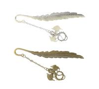 Lurrose 2pcs Glow in The Dark Plume Shaped Bookmarks Zinc Alloy Thin Sturdy Creative Design for Reading and Decorating Small Objects