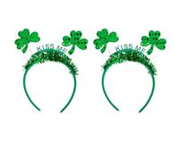 Lurrose 2pcs Green Shamrock Headband for St Patrick's Day Party, Fabric Clover Hair Hoops, Supple and Comfortable Design that Will Not Hurt Hair, and Festive Activities