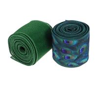 Lurrose 2pcs Green Wired Edge Polyester Ribbon for Decorative Wrapping Flexible Wire Craft Ribbon for Bows Wreaths Christmas Tree Decorations Party and Home Decor