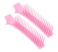 Lurrose 2pcs Hair Sectioning Clips for Salon Styling and Cutting, Pink Plastic Grip Clips for Hair Parting and Layering, Hairdresser Tools for Women and Professional Use