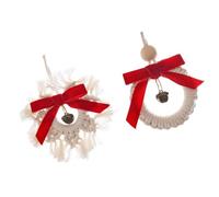 Lurrose 2Pcs Hand Woven Bell Pendant Nordic Style Star-shaped Jingle Bells with Cotton Rope Christmas Tree Ornaments and Festive Hanging Decor for Party Window Car and Home Use