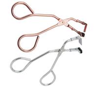 Lurrose 2pcs Handheld Eyelash Curling Clip Metal Lash Curler with Silicone Pads for No Pinching and Pulling, Portable Eyelash Curler Makeup Supplies for Women