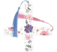 Lurrose 2pcs Handmade Resin Bookmarks with Tassel for Book Lovers, Reusable and Sturdy Pressed Flower Bookmarks with Unique Vintage Design, for Reading and Magazines