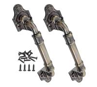 Lurrose 2pcs Heavy-Duty Sliding Barn Door Handles Retro Metal Pulls with European Rustic Olive Green Finish for Wooden Gates, Cabinets, and Fence Doors