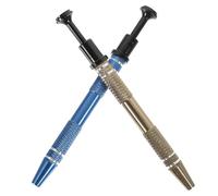 Lurrose 2pcs Ic Chip Puller Grabber Tool with 4-Prong Claw, Spring-Assisted Electronic Component Pickup Holder for Small Parts, Blue and Gray, Suitable for Soldering and Repair Tasks