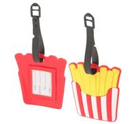 Lurrose 2pcs Id Identifier Suitcase Tag Cute PVC Portable Reliable Luggage Tags for Women Travel with Cartoon French Fries Design