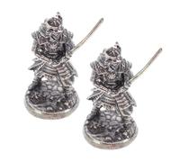 Lurrose 2pcs Japanese Samurai Figurines Set Miniature Samurai Statues with Detailed Armor, Bonsai Desktop Ornaments for Home and Dormitory Decoration