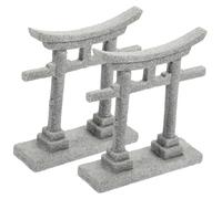 Lurrose 2pcs Large Artificial Stone Torii Gate Aquarium Decoration for Fish Tank Shrines and Turtle Tank Ornaments, Japanese Style Landscape Decor for Aquatic Gardens and Micro Scenery