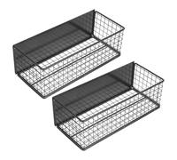 Lurrose 2pcs Large Black Magnetic Fridge Shelf Storage Rack Kitchen Organizers Magnetic Containers Refrigerator Side Hanging Basket for Pantry and Beverage Storage