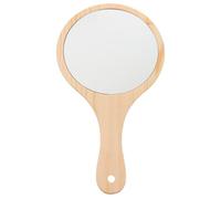 Lurrose 2pcs Large Wooden Handle Mirror Round Cosmetic Hand Mirror Portable Travel Vanity for Women Girls Travel Makeup Personal Use