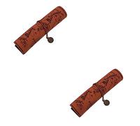 Lurrose 2pcs Leather Roll up Pencil Case Vintage Map Design Treasure Pattern Storage Pouch for Artists Students and Writers Compact and Portable Pen Bag Deep