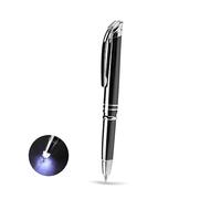 Lurrose 2Pcs LED Ballpoint Pens, Black Metal Writing Pens with Light for Dark Use, Comfortable Office and School Stationery for Clerks and Pupils