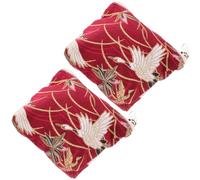 Lurrose 2pcs Mini Coin Purse Cloth Japanese Vintage Clutch for Keys | Red Cloth Coin Bag, Compact On-the-go Organiser, Ample Storage, Wear Resistant, Chic Minimalist Style