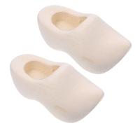 Lurrose 2pcs Mini Wooden Clogs 3Cm Dutch Shoe Keychain Miniature Klompen Unfinished Wood Figure for Diy Craft Painting Key Chain Doll