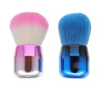 Lurrose 2pcs Mushroom Shape Cosmetic Loose Powder Foundation Makeup Brushes with Blue and White Synthetic Bristles, round Head Face Blusher Brush Set for Powder and Blending Applications