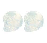 Lurrose 2pcs Natural Agate Skull Pendant Charms for Jewellery Making Semi-precious Crystal Bangle Accessories Unique DIY Bracelet and Necklace Craft Supplies for Adults