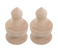 Lurrose 2pcs Newel Post Caps Wood Post Cap Finial Carved Spherical Stylish Robust Holding Power Secure Classic Grain Patterns for Interior Stair Railing Creative Use