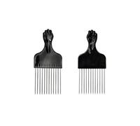 Lurrose 2Pcs Pick Metal Comb Afro Comb American Styling Fork Detangle hair Comb Hair Accessories for Home Salon Men