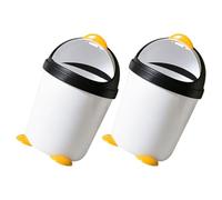 Lurrose 2Pcs Plastic Penguin Trash Bin with Flip-Top Lid for Boys and Room and Car Desktop Garbage Can with Spacious Design