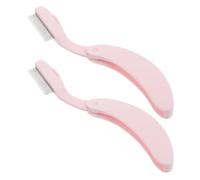 Lurrose 2pcs Portable Eyelash and Eyebrow Comb Set with Curved Handle, PC Material Beauty Tool for Family Daily Use and Travelling