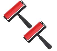 Lurrose 2pcs Red Plastic Diamond Art Ink Rollers for Printmaking and Stamping, Replaceable Brayers Craft Tools for Painting and Relief Printing in Red