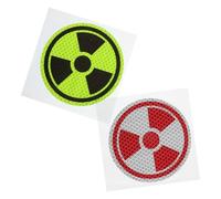 Lurrose 2pcs Reflective Radiation Sticker Decal, Waterproof PVC Round Label for Industrial Use and Events, High Visibility at Night, Suitable for Glass and Wood Surfaces, Radiation Hazard