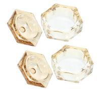 Lurrose 2pcs Replaceable Glass Nail Cup with Lid Amber Pale Gold Hexagon Crystal Nail Art Dish for Professional and Acrylic
