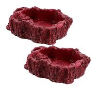 Lurrose 2pcs Resin Tortoise Water Bowls for Small Reptiles and Turtles, Fine Workmanship Feeding Dish with Anti-move Design, Desktop Terrarium Feeder Bowls