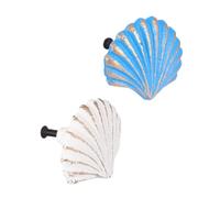 Lurrose 2pcs Retro Mediterranean Cabinet Knobs Drawer Pulls Durable Cast Iron Wardrobe Handles for Room Furniture Easy Install Comfortable Grip Blue White
