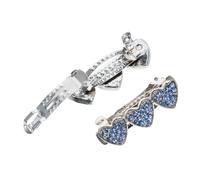 Lurrose 2pcs Rhinestone Heart Pet Barrettes Bobby Pins for Dogs and Puppies Alloy Hair Clips in Pink Blue Decorative Pet Hair Accessories for Parties and Holidays