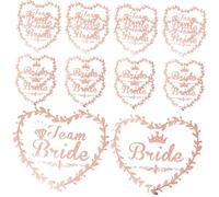 Lurrose 2pcs Rose Gold Heart Team Bride Temporary Tattoos Stickers for Bridesmaid Bachelorette Party and Bridal Shower Decorations