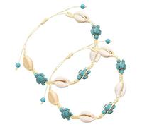 Lurrose 2pcs Sea Charm Bracelets Turtle Shell Design, Versatile Boho Style Can Be Worn as Bracelet Or Anklet, for Summer Outfits and Beach Vacations